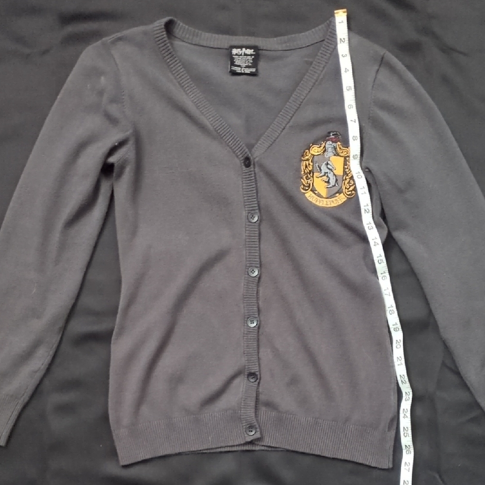 Harry Potter Charcoal Grey Cardigan With Hufflepuff Crest